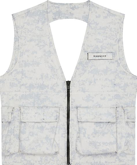 Givenchy: White & Gray Camo Vest 